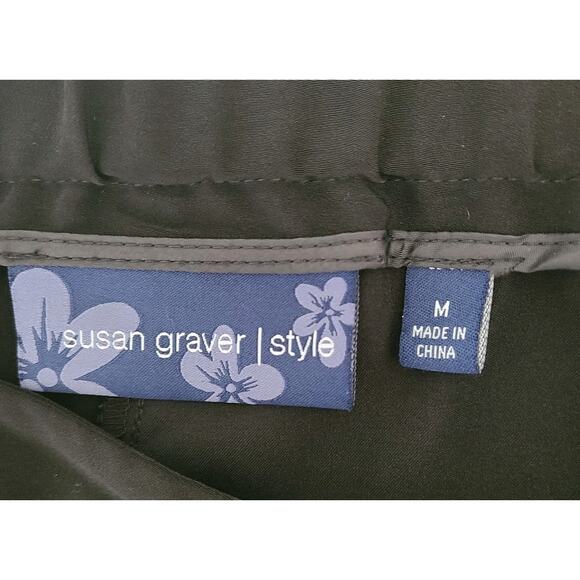 Susan Graver Black Pants Sz Medium Zipper Lightweight Career Minimalist Stretch - Picture 6 of 8